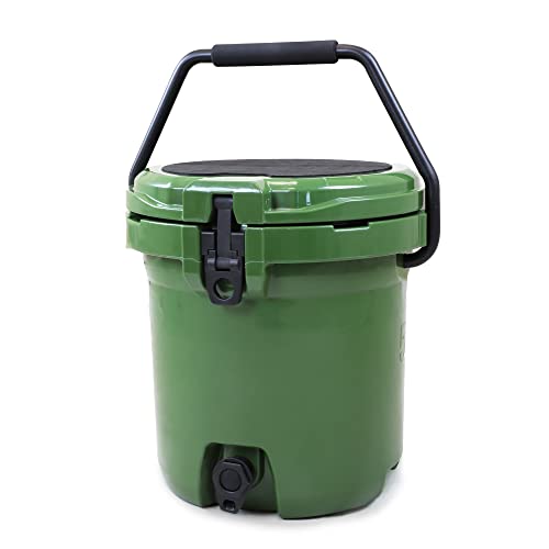 Xspec 5 Gallon Rotomolded Water Beverage Cooler Water Jug and Dispenser, High Performance Outdoor Ice Chest Cooler, Pro Tough Durable Outdoor Ice Bucket, Army Green