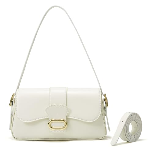 ONE2MAY Shoulder Bag Classic Clutch Purse Soft PU Leather Handbag for Women Trendy Purses Shoulder Purse Designer Bags (Off white)