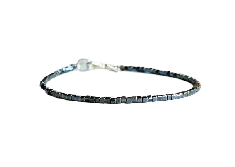 Bracelet cube en hématite 3mm bijoux en pierres naturelles cubiques unisexes LCBR-3454