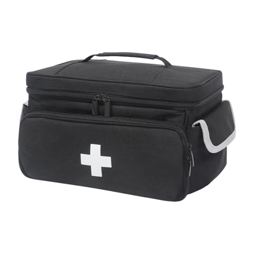 Bolsa portátil de primeros auxilios, bolsa de medicamentos de gran capacidad con varios compartimentos, bolsa vacía de emergencia para el hogar, botella de píldora portátil, para visitas al médico y