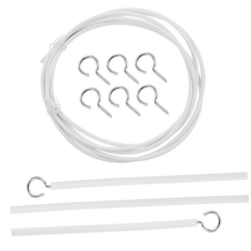 BAZEITFLOW 2 Juegos Kit de Sistema de Suspensión de Cortinas con Cable Metálico Recubierto de PVC Alambre Flexible y Curvado Incluye Anillas y Ganchos para Ventana y Baño de Metros
