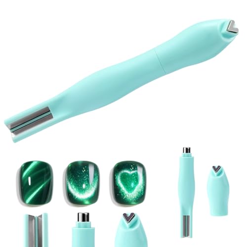 3 in 1 Cat Eye Magnet for Nails, Multifunctional Magnet Tools Nails Design Cat Eye Gel Polish Magnetic Pen Line & Heart Shaped Round Accessories for Home DIY Art Salon Studio