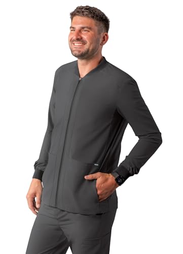 Adar Uniforms Addition Scrubs for Men - Zippered Bomber Jacket - A6206 - Pewter - XL