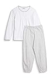 Mädchen Pyjama aus reiner Baumwolle, hochwertiger Jersey, Longsleeve mit Rundhalsausschnitt und kleiner Knopfleiste in der Mitte, bequeme Hose