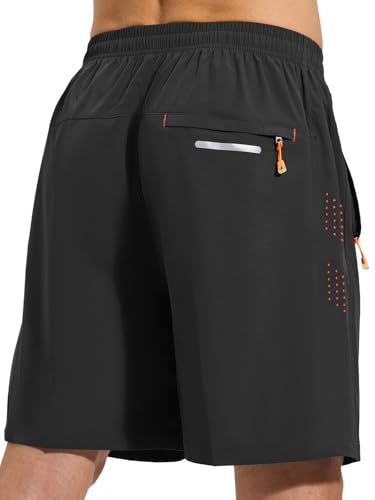 Gaiatiger Men’s Running Gym Shorts Sports Athletic Workout Training Shorts Mens Quick Dry Breathable Summer Lightweight with Zip Pockets（D3030-Black-M） - Image 2