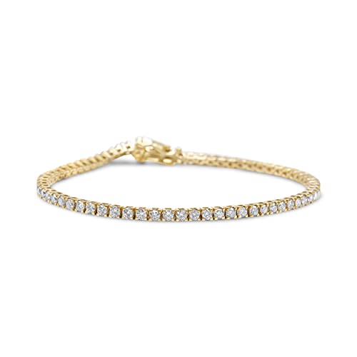 Haus of Brilliance 14K Yellow Gold 3.0 Cttw 4 Prong Set Round Brilliant Cut Diamond Classic Tennis Bracelet (J-K Color, VVS2-VS1 Clarity) - 7.25" Inches