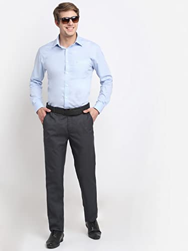 Image of Cantabil Solid Non Pleated Regular Fit Mid Rise Formal Trouser for Men | Formal Pants for Men | Formal Wear Regular Fit Trouser for Men (P-MTRF00008-DK Grey)