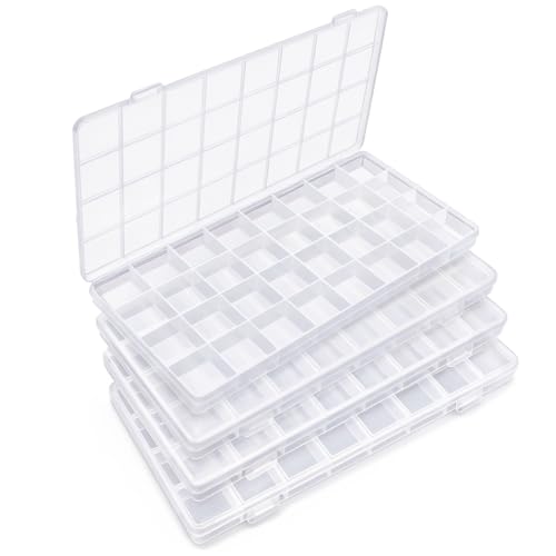 Image of Eppingwin 32 Grids Bead Organizer, Craft Organizers and Storage, Acrylic Organizers, plastic Bead Organizer Box for Crafts Organizing Storing (4 pack)