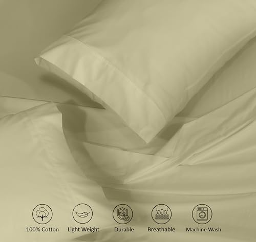 RUVANTI 100% Cotton California King Sheet Sets, 4 Pieces, Soft & Breathable Percale Weave Bedding, Deep Pocket 14", Hotel Standard, Crisp Cool Feel & Durable, Perfect Dyed Sheets, Sage Green