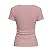 Women's Summer Eyelet Top Deep V Neck Slim Fitted T-Shirt Front Wrap Ruched Short Sleeve Tees Fashion Cut Out Blouses Pink