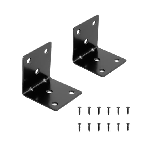 Soporte De Esquina Metal Resistente, Ángulo 90 Grados, Soportes Estante Hierro En Forma L For Montaje Refuerzo Muebles Madera(Black 2pcs)