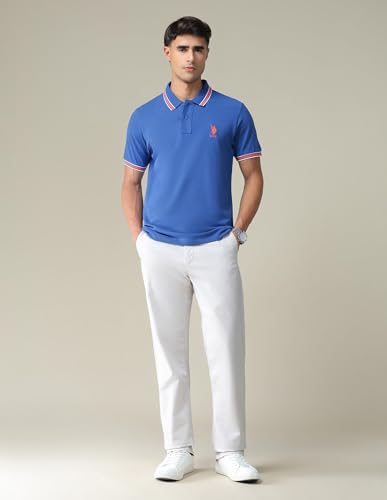 Image of U.S. Polo ASSN. Solid Slim Fit Polo T Shirts for Men - 100% Cotton, Half Sleeves Mens Tshirt
