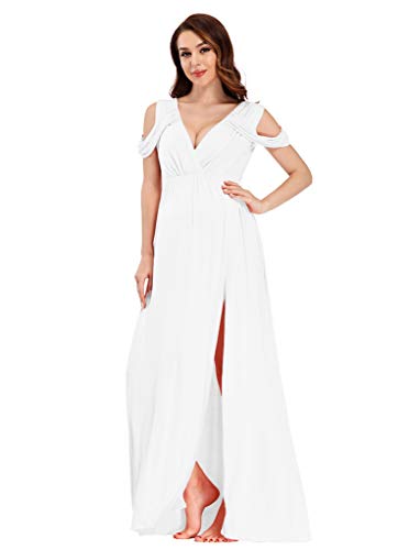 Maternity Dress,Off Shoulders Drop Sleeve Maternity, Photo Prop Dress, Maxi Wedding Gown-Baby Shower (S, White) #TOP3