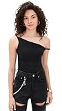 alice + olivia Women's Bianca Twist Off Shoulder Bodysuit, Black, XS