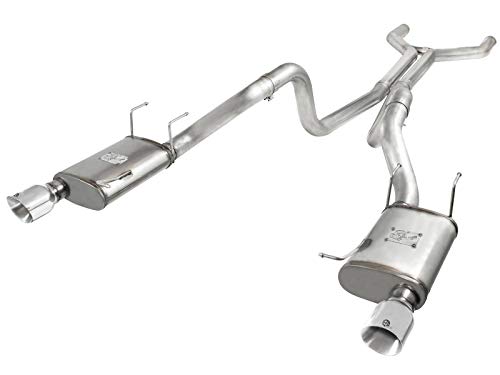 aFe (49-43049-P) 3" 409 Stainless Steel Cat-Back Exhaust System with Polished Tip for Ford Mustang GT