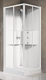Novellini Media 2.0 A Idromassaggio 90x90 cm Cabina Doccia Multifunzione Apertura Ante Scorrevoli Montaggio Angolo Destro Sinistro Miscelatore Meccanico Vetro Trasparente Profilo Bianco Altezza 210cm