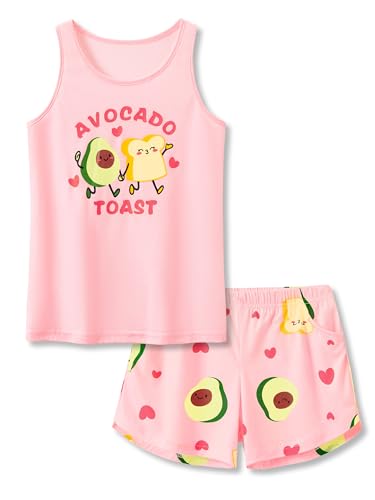 Tebbis Trendy Tie Dye Swirl Pajamas for Big & Teen Girls 2-Piece Soft Tank Top & Shorts PJ Jammies Set Size 6-18