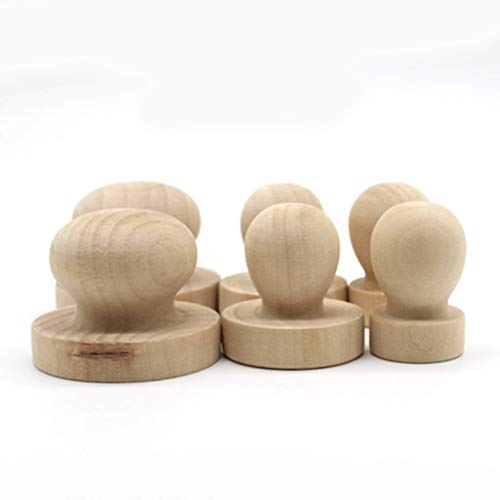 5Pcs 2.5Cm Stamp Wooden Round Handle Diy Stamp Wood Knobs,Drawer Pulls And Knobs For Scrapbooking Craft Card Diary #TOP7