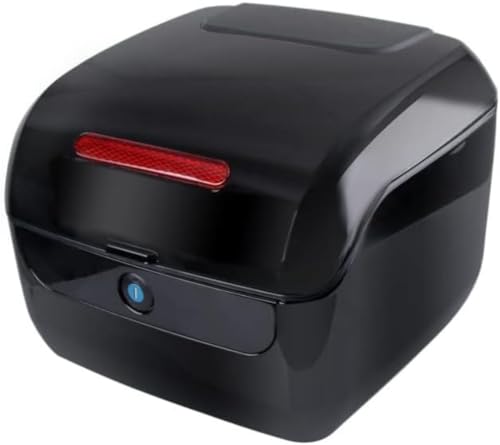 pisipe ユニバーサルモーターサイクルツーリングトップボックス トランク 電動バイクのリアボックス バイクの収納ボックス 防水 大容量 テールトランク ラゲッジボックス 強力な耐久性のあるストレージバックケース 夜間警告灯付きモーターサイクルスクーター