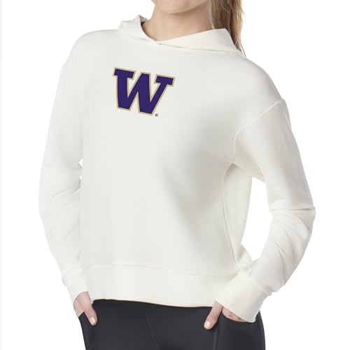 Northwest NCAA Washington Huskies Women's Soft Pullover Waffle Hoodie, Warm Comfortable Sweatshirt with Team Logo, Cozy Long Sleeve Fan Apparel, XX-Large
