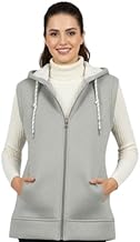 CUPID Women's Sleeveless Casual Regular Fit Fleece Winter Wear Lining Design Hooded Neck Sweatshirt with Pocket