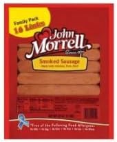 John Morrell Skinless Smoked Sausage, 2 Pound - 16 per pack -- 8 packs per case.