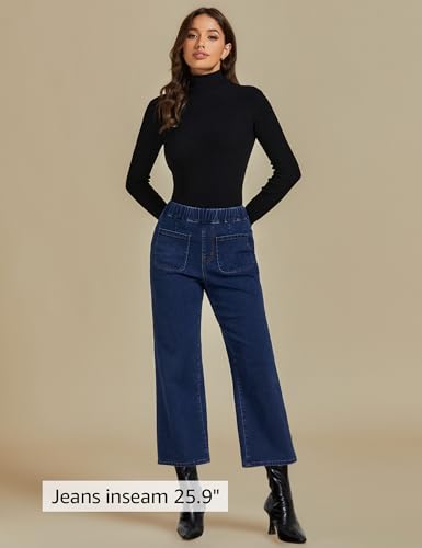 luvamia Wide Leg Jeans for Women Pull On Trendy High Waisted Cropped Jeans Denim Pants Stretchy Baggy with Patch Pockets2