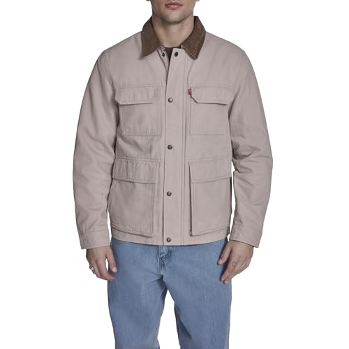 Levi's Men's Cotton 4-pocket Depot Jacket with Corduroy Collar, Fawn Lightweight, Small