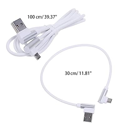 90 Degree USB Cable Right Angle Charger L Shape Charging Data Sync Cord USB Data Cable Fast Charging 0.3m, White