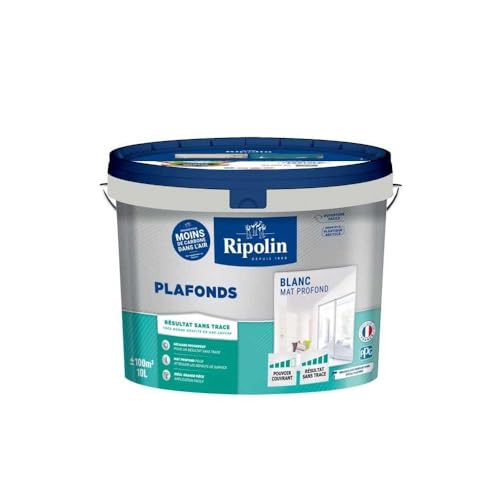 Peinture plafonds - Blanc mat - Sans trace - RIPOLIN - 10L