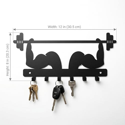 Image of Ventuos Metal Wall Mounted Key Holder with 6 Hooks, Dumbbell Hand Design, Key Organizer for Home Office Bedroom Entryway