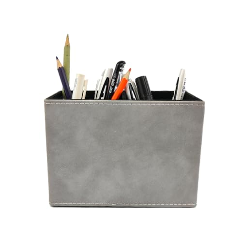 Image of Pen Pencil Holder Cup Container Leather Desk Organizer Stand Decor Brush Scissor Holder Decoration Office Desk Home School
