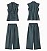 TOPGH Women 2 Piece Suit Set Double Breasted Flying Sleeves Vest and Pants Set Fashionable Office Lady Outfit Black 16