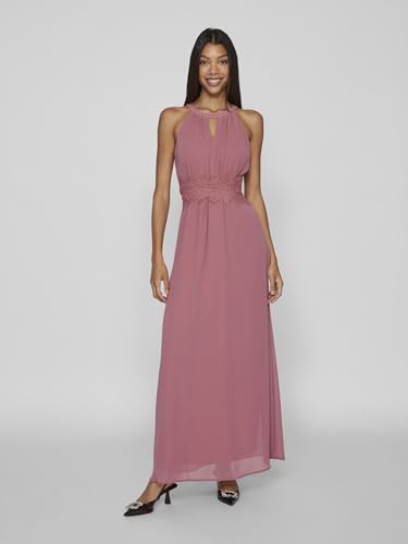 Vila Damen Vimilina Halterneck Maxi Dress-Noos Kleid, Mesa Rose/Detail:Elastic,44 – Ansicht 2