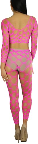Image of ToBeInStyle Women's Spandex Multi Net Fishnet Set Rave Novelty Party Crop Top & Tights