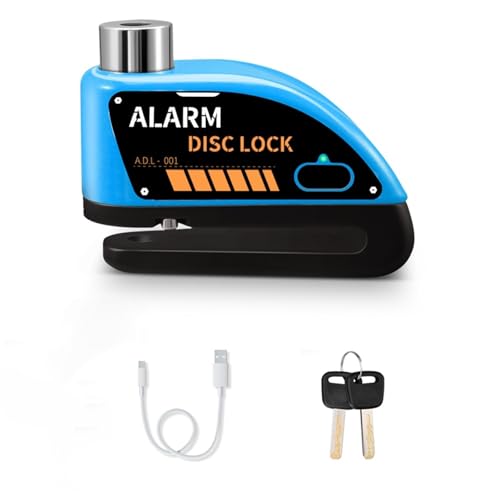 Candado Moto Candado de Seguridad para Freno de Disco de Motocicleta, Recargable, con Alarma, Resistente al Agua, 120 dB, antirrobo(Black)