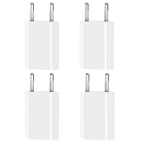 4er Pack USB-C Stecker Netzteil 5V/1A Slim Ladegerät Kompatibel mit Smartphone Tablet Kindle Powerbank Bluetooth Kopfhörer Smartwatch (Weiß)