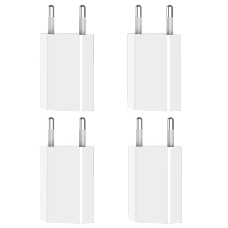 4 Pack Cargador USB Pared 5V/1A Mini Enchufe USB de Pared Compatible con Smartphones Tablet Kindle Smartwatch y Dispositivos Electrónicos (4 Blanco)