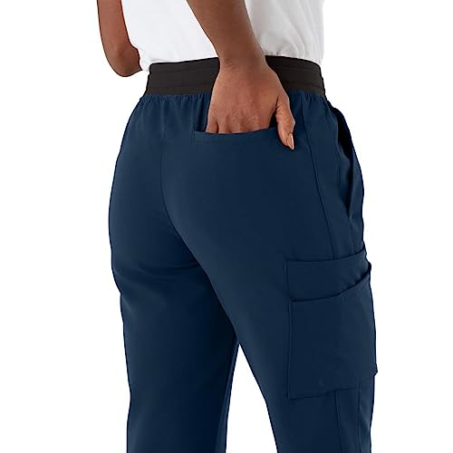 Image of ave. Women's Varick Six Pocket Midrise Straight Leg Scrub Pant, Navy, XXS Petite