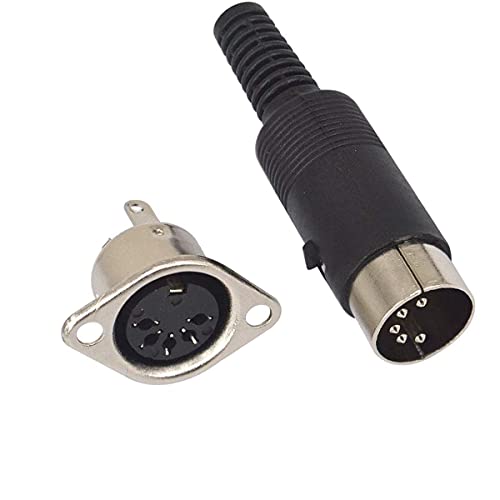 Conector DIN macho 5 pines para reparar cables de audio y base hembra de 6 pines para paneles 3