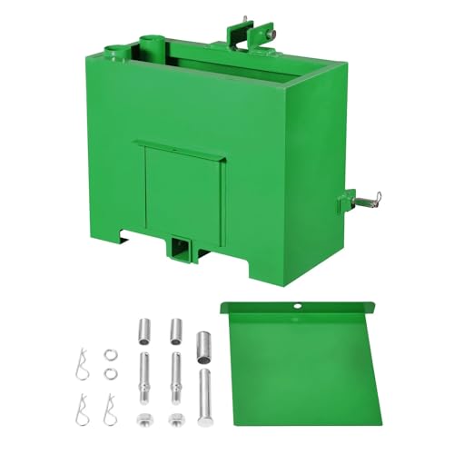 Ballast Box 3 Point Category 1 Tractor Quick Tach Hitch Counterweight Green Heavy Duty Steel 800 lb Capacity Powder Coated