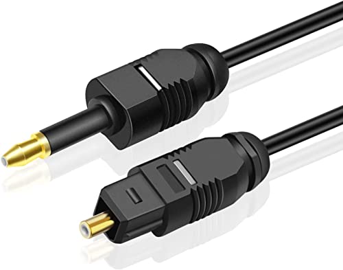 Image of ETZIN Mini Toslink to Toslink Digital Optical Audio Cable - Standard Toslink to Mini Toslink Male Plug Connector Adapter Converter Jack Wire (2 Meter) 698OC