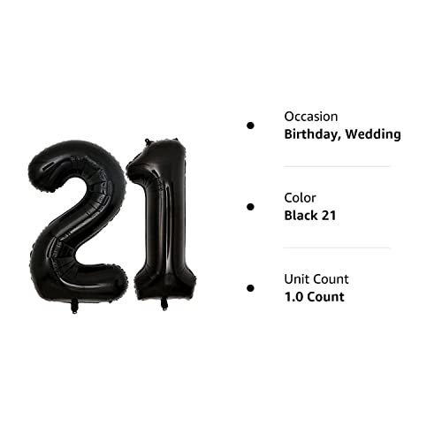 40Inch Jumbo Black 21 Number Balloons For 21St Birthday Decorations Helium Balloons Party Supplies Use Them As Props For Photos (Black 21) #TOP6