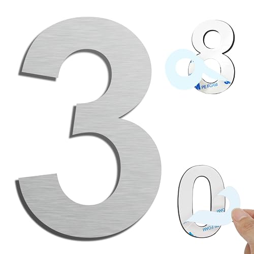Ywonoby Número de casa - 3 pulgadas de metal autoadhesivo de