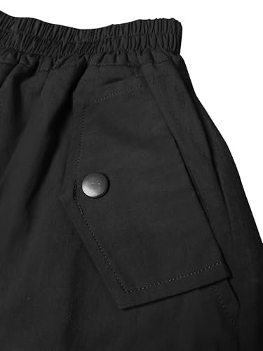 Image of Girls Versatile Casual Solid Cargo Jogger Pants Flap Pockets 6-12 Years