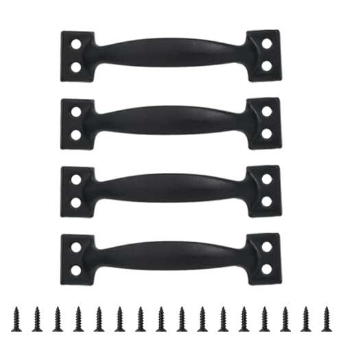 キッチンキャビネット用の4つのアイアンプルのセットガレージドアとドレッサーハンドルウッドフェンス食器棚ハンドル家具ノブドレッサー引き出しプル