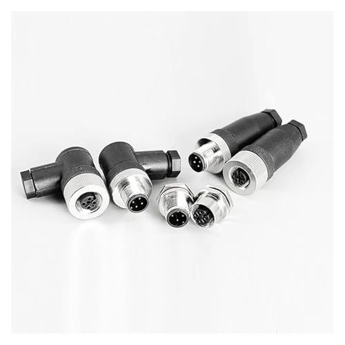 Conector M12 hembra de 5 pines en codo impermeable para aviación con acoplamiento roscado 20 uds 5