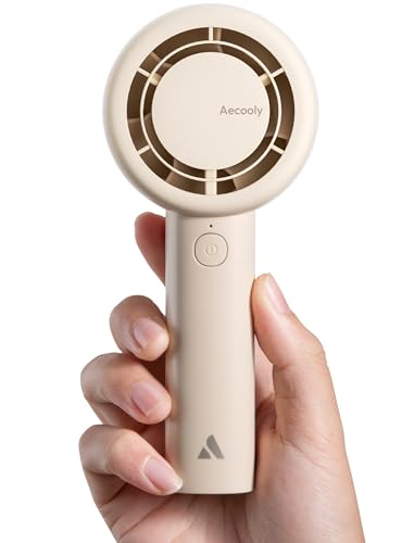 Aecooly Portable Mini Turbo Fan [24 Hours Max Cooling Time] 5 Speeds Rechargeable Battery Operated Mini Personal Pocket Fan Travel Essentials Gifts for Women - Beige