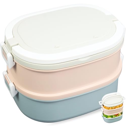 FRADABOX® Bento Lunchbox „Alex“, 2 Etagen, Premium Edelstahl Brotdose mit Fächern, Meal Prep Bento Box groß für Erwachsene, BPA-freie Salatbox, auslaufsicher und mikrowellengeeignet, Schule und Arbeit