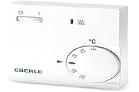 EBERLE 1482049 111110451100 Eberle RTR - E 6202 Raumtemperaturregler mit Netzschalter Ein / Aus und LED Heizen, Reinweiß
